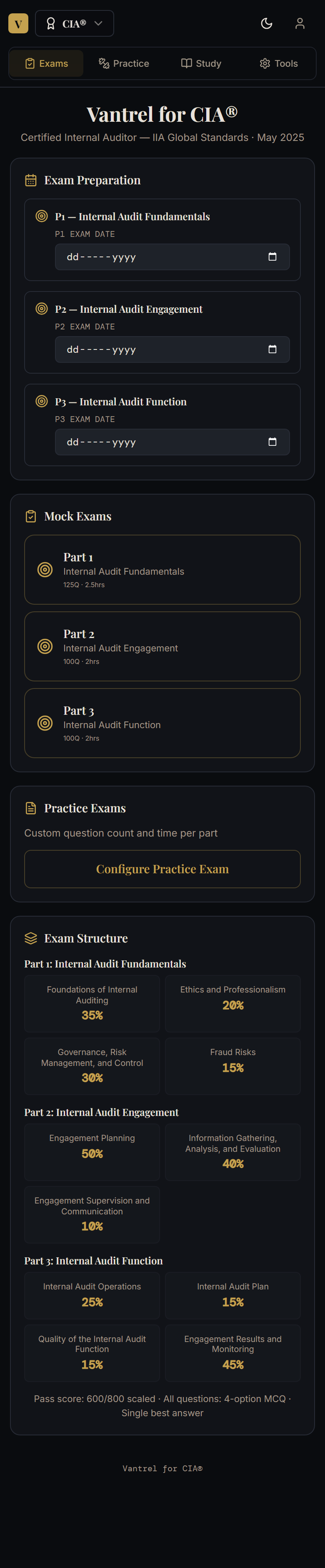 Understand the Exams, Practice, Study, and Tools Tabs